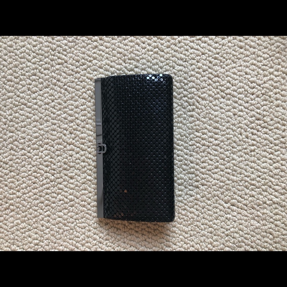 Black reflective textured clutch
